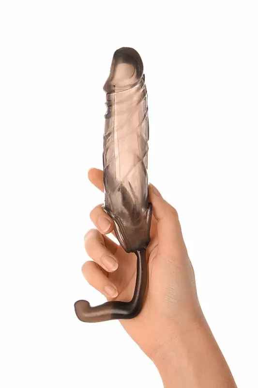 Увеличивающая насадка на пенис TOYFA XLover с дополнительным стимулятором – серый