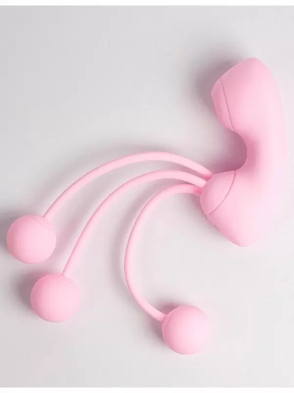 Вакуумный стимулятор клитора Youvic с вагинальными виброшариками, 16 см, 20 режимов, розовый