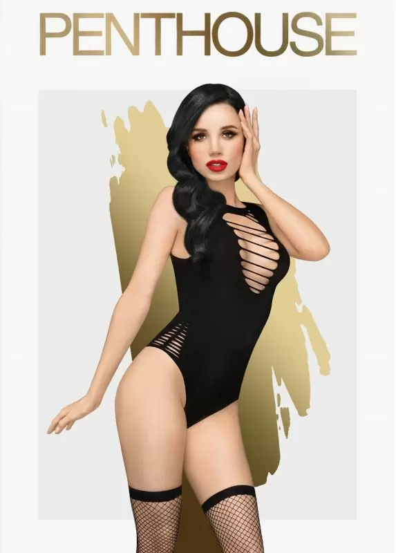 Элегантный боди Hotter than hell в наборе с чулками в сетку S/L