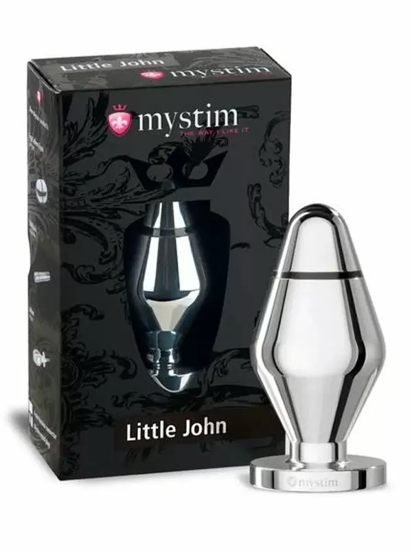 Анальный стимулятор Mystim John S, для подключения к источнику электроимпульсов, 9 см, серебристый