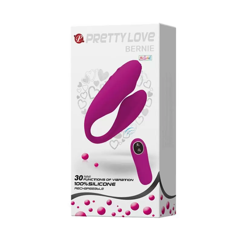Водонепроницаемый вибромассажер для двоих Bernie с дистанционным пультом – малиновый