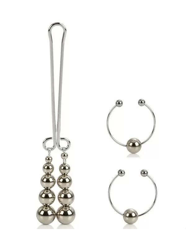 Зажимы на соски и зажим для клитора Clitoral Non-Piercing Body Jewelry – серебристый