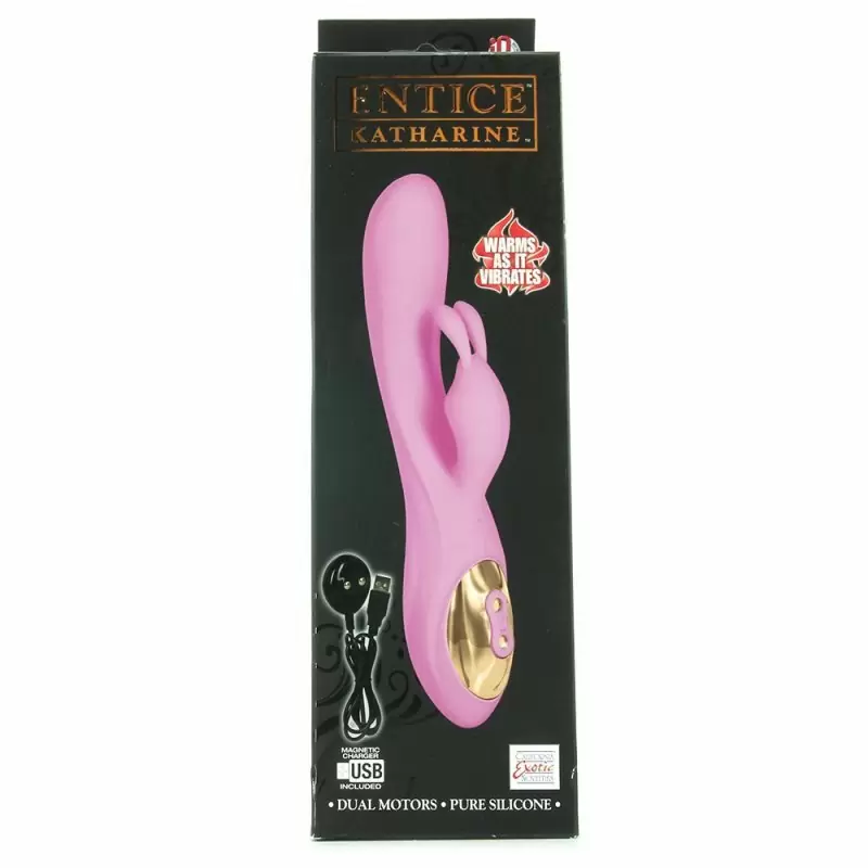 Элегантный вибратор-кролик Entice Katharine, с подогревом, 8 режимов, 19,75 см, розовый