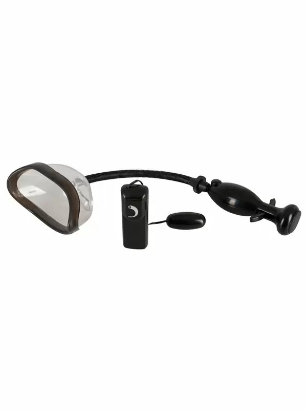 Вакуумная помпа для половых губ Vibrating Vagina Sucker, 14,2 см, с вибрацией, с проводным пультом, черный