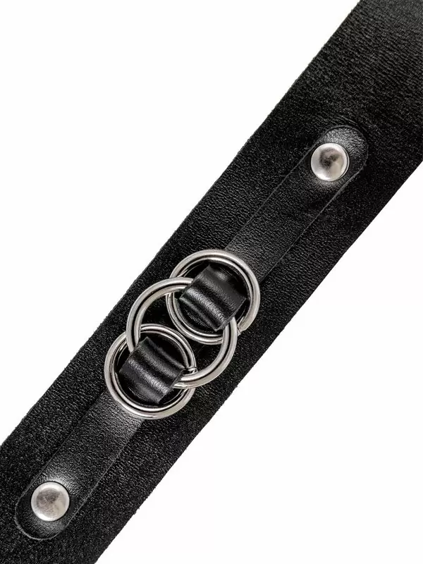 Чокер-ошейник Pecado BDSM, со связанными кольцами, натуральная кожа, чёрный