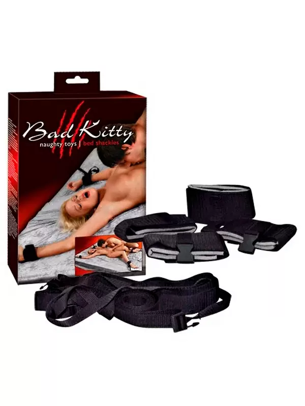 Надёжная фиксация для рук Orion Bad Kitty Bettfesselset, с привязью на кровать, полиэстер, черный