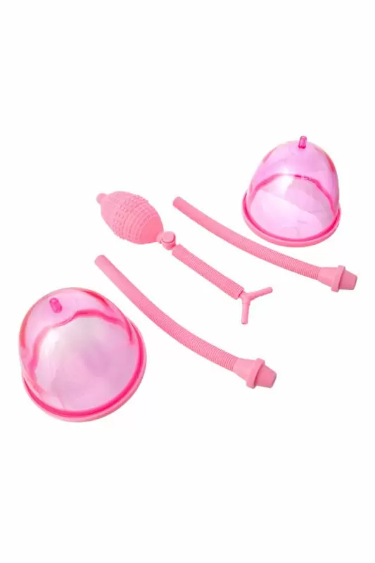 Вакуумная помпа для груди TOYFA с двумя чашечками - розовый