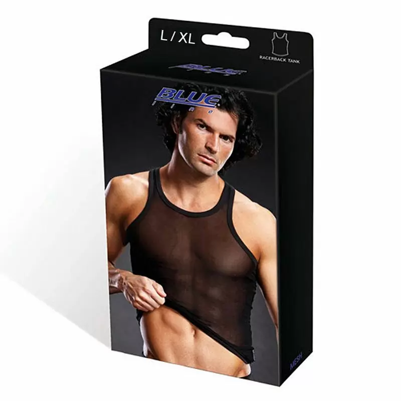 Черная майка-борцовка BlueLine в сетку – L/XL