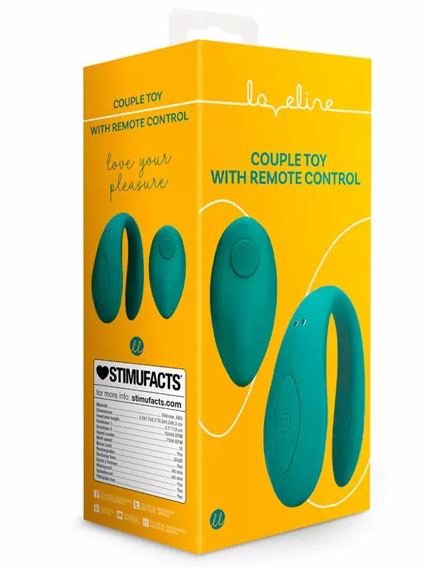 Парный вибратор Couple Toy with Remote Control, с пультом Д/У, 10 см, 10 скоростей, бирюзовый