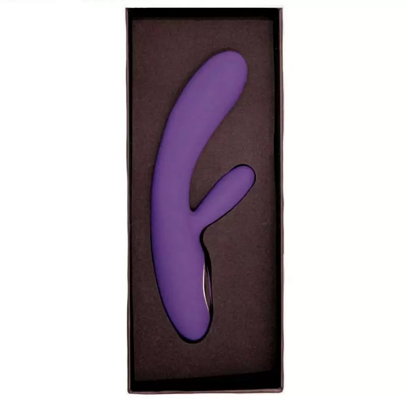 Вибромассажер для двойной стимуляции Alpha с подогревом – фиолетовый