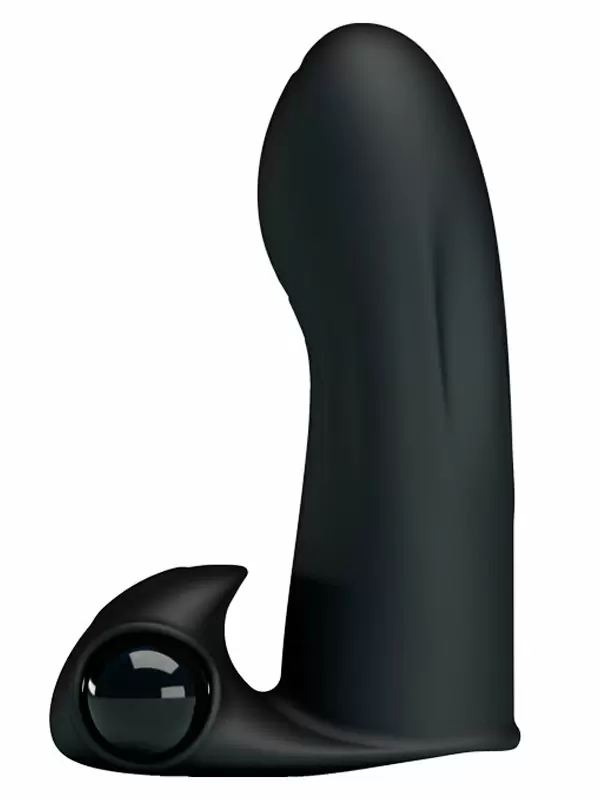 Компактная вибронасадка на палец PrettyLove Adonis, 8,2 см, силикон, черный