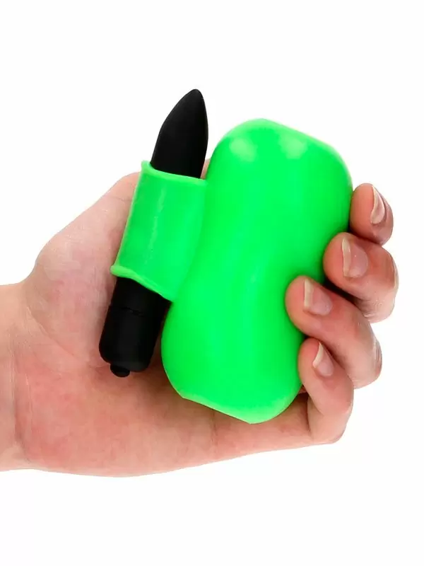 Компактный мастурбатор Shots toys Ouch!, с вибропулей, люминисцентный 