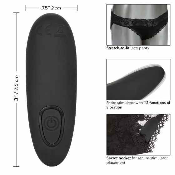 Трусики с вибратором для стимуляции клитора Remote Control Panty Set S/M: 12 режимов работы, АБС/силикон