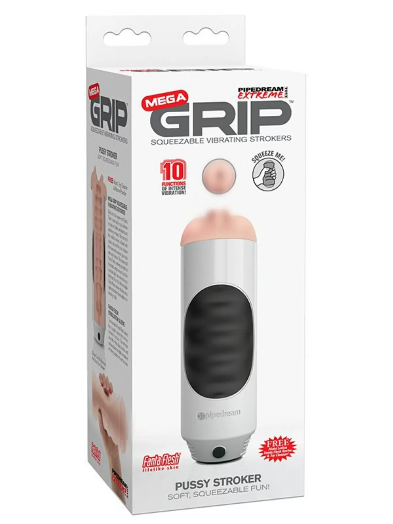 Мастурбатор вагина Mega Grip Vibrating Stroker Pussy с вибрацией - белый