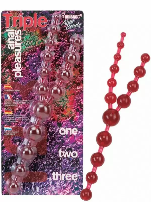 Тройные анальные шарики Triple Anal Pleasures – красный