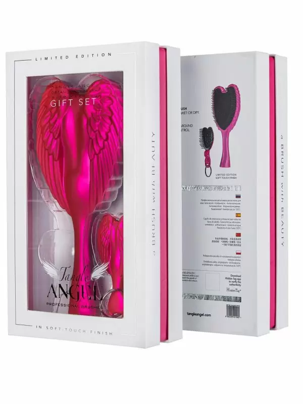 Лимитированный набор профессиональная расческа Tangle Angle + брелок - фуксия