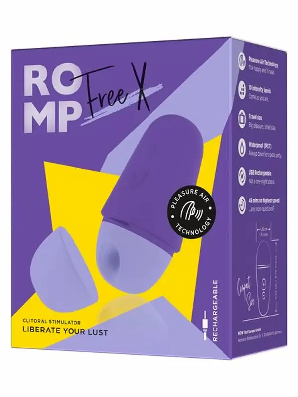 Бесконтактный стимулятор клитора Romp Free X, с технологией Pleasure Air, 9,5 см, фиолетовый