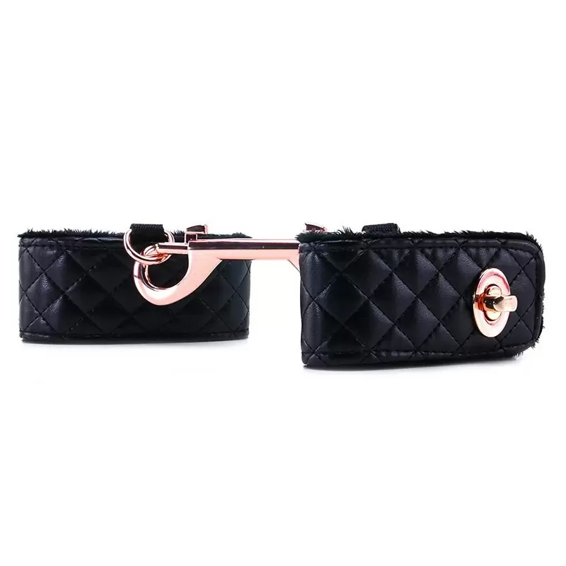 Элегантнаые наручники Entice Universal Cuff Links, с золотистой металлической застежкой, 26,7 см, черные