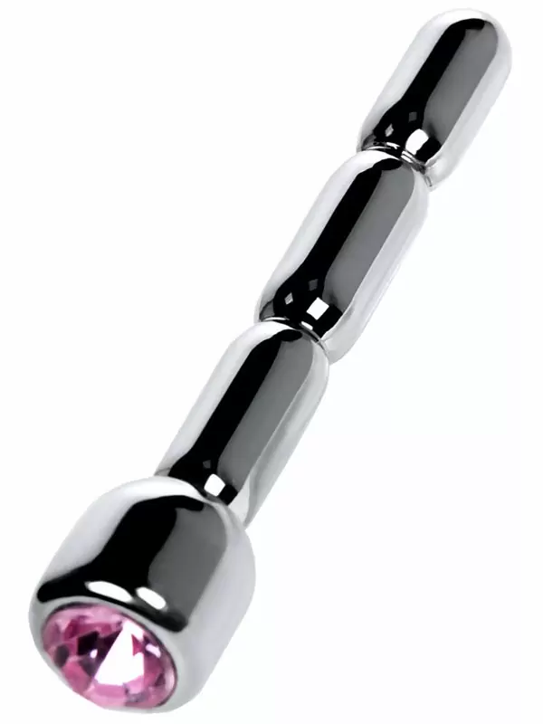 Уретральный плаг со стразом TOYFA Metal средний – серебристый