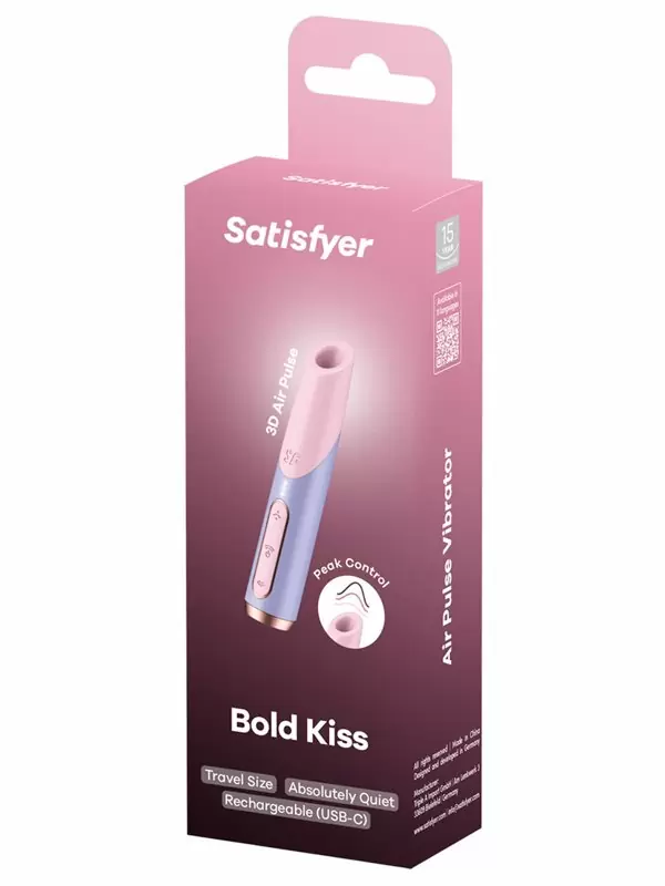 Вакуумный стимулятор клитора Satisfyer BOLD KISS, 12,5 см, 30 см, силикон, голубой с розовым