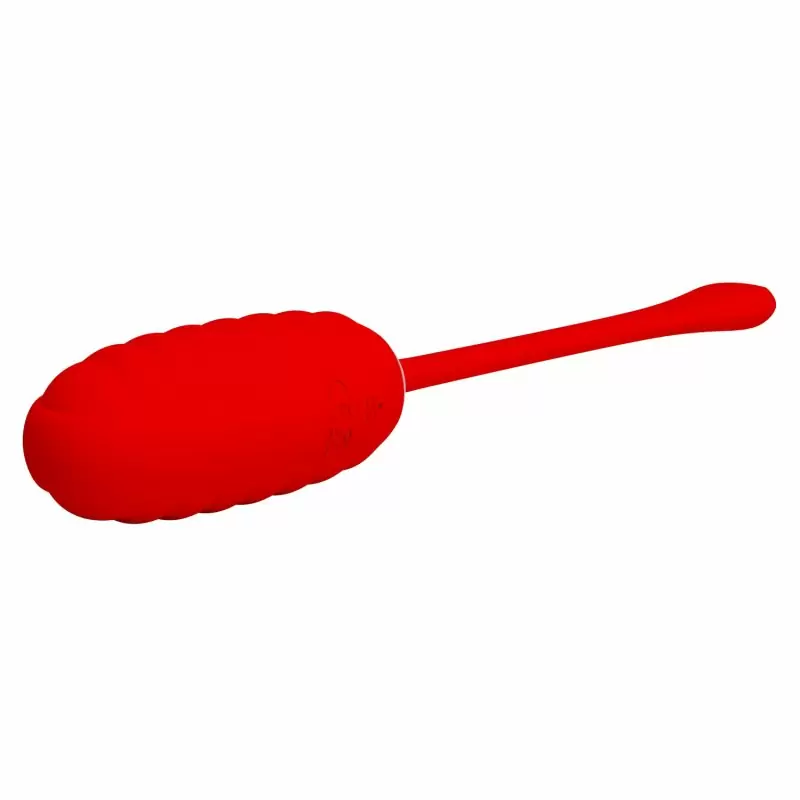 Рельефное виброяйцо Pretty Love с пультом, 12 режимов, красный, силикон