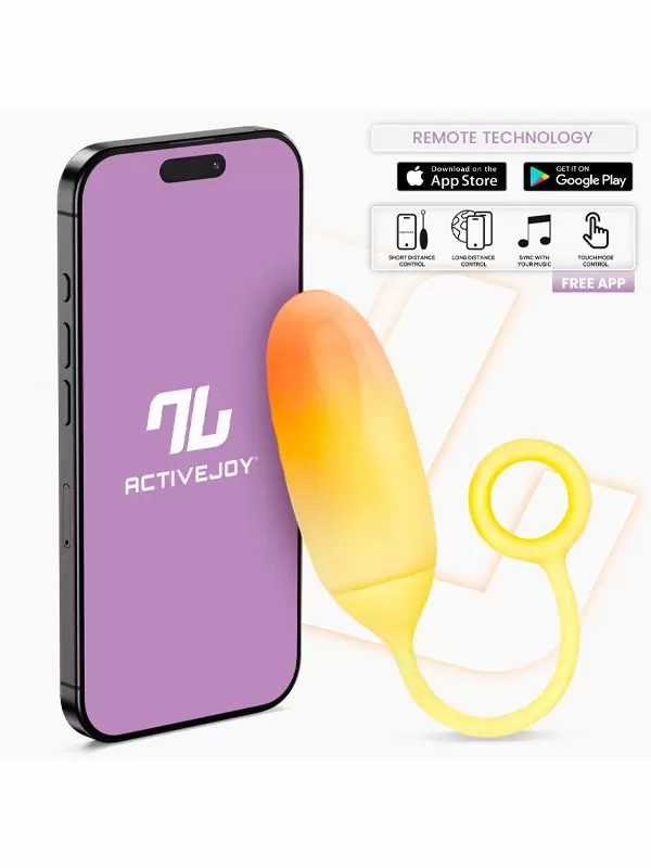 Интерактивное виброяйцо LoveCherry Double Layer Egg, 7 см, управление через приложение, силикон, желтый с оранжевым