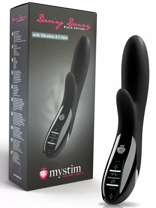 Элегантный вибратор-кролик Mystim Daring Danny с электростимуляцией, 27 см, черный