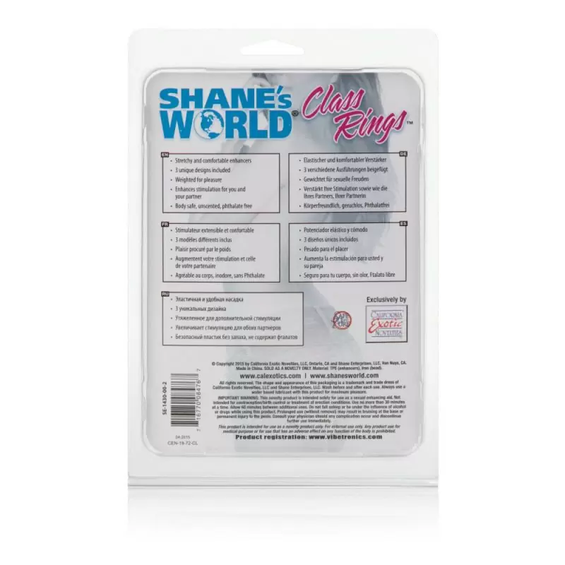 Набор эрекционных колец Shane's World Class Rings – прозрачный