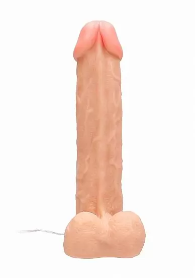 Электрический вибромассажер Vibrating Realistic Cock - 11 Inch - With Scrotum - Flesh