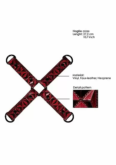 Крестообразный фиксатор с наручниками и наножниками Luxury Hogtie цвет бордовый