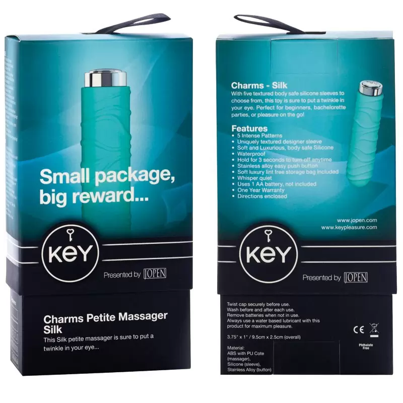 Мини вибромассажер с насадкой Charms Silk - Blue