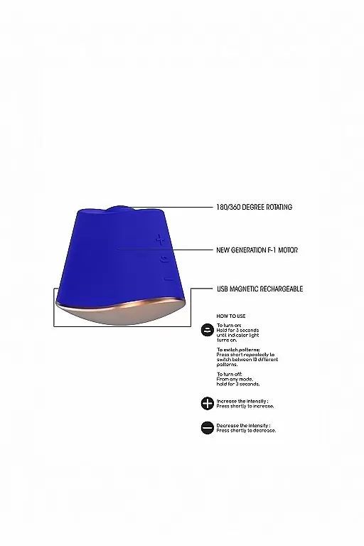 Клиторальный стимулятор с вибрацией и ротацией Dazzling (синий)