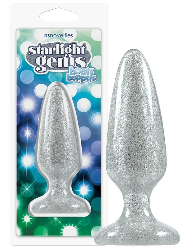 Анальная пробка Starlight Gems - Booty Boppers средняя – прозрачная