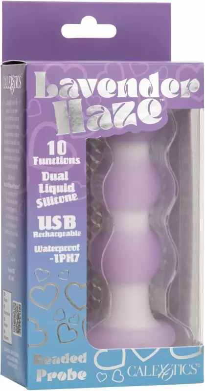 Элегантная анальная вибропробка LAVENDER HAZE BEADED PROBE, 10 режимов, 3 бусины, 10,75 см, лавандовый