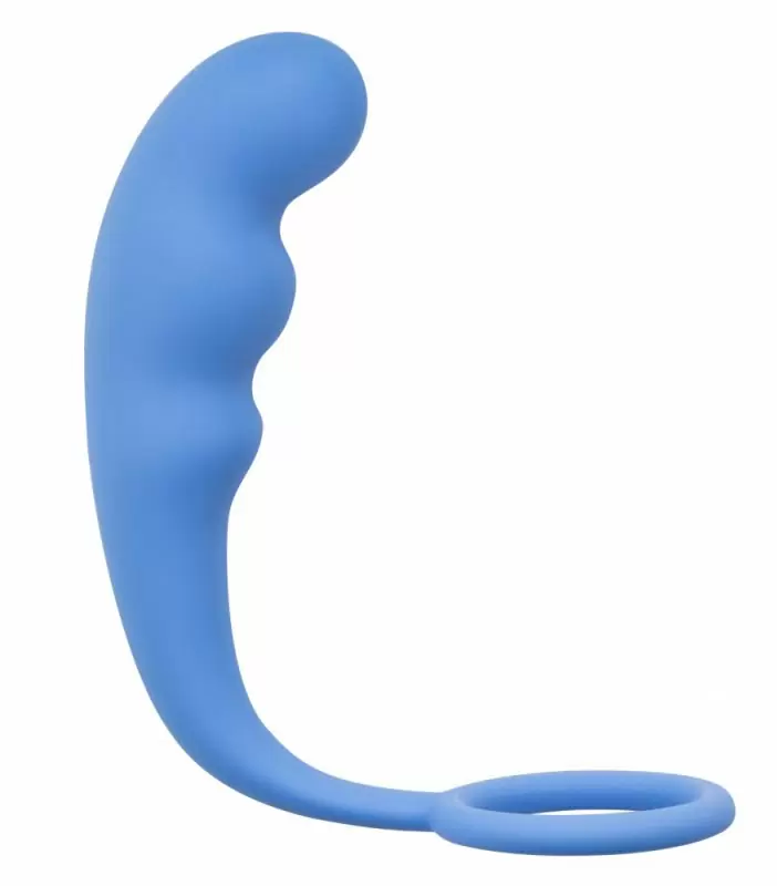 Анальный стимулятор с эрекционным кольцом Mountain Range Anal Plug – синий