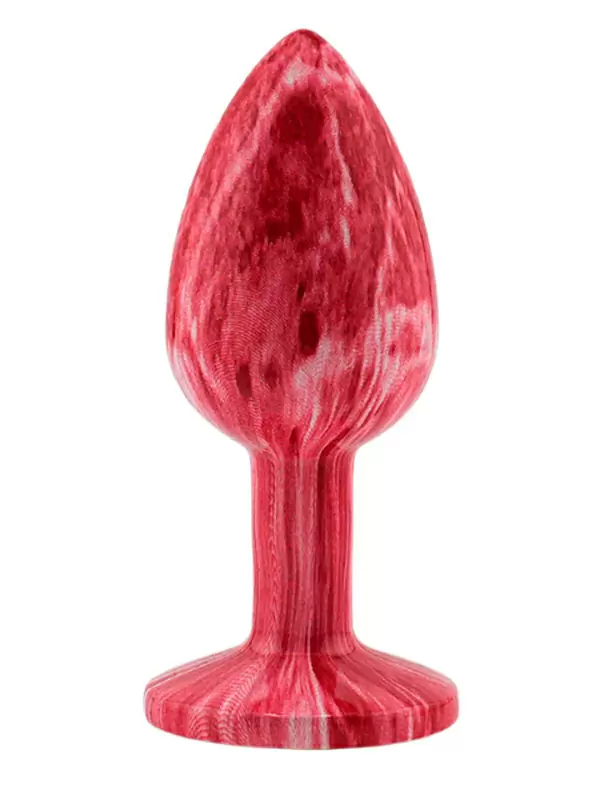 Эмалированная анальная пробка Kanikule Red Marble из алюминия с красным кристаллом, 7 см х 2,8 см, красный, Small