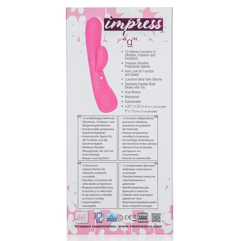 Вибромассажер Impress “g” со стимуляцией клитора – розовый