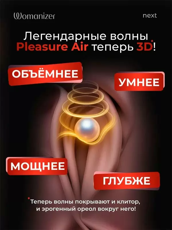 Бесконтактный стимулятор клитора Womanizer Next, технология Pleasure Air, 14 скоростей, черный