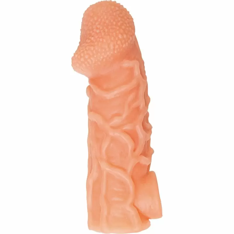 Реалистичная насадка на пенис с венками и отверстием для мошонки «Cock sleeve» (большая), Kokos