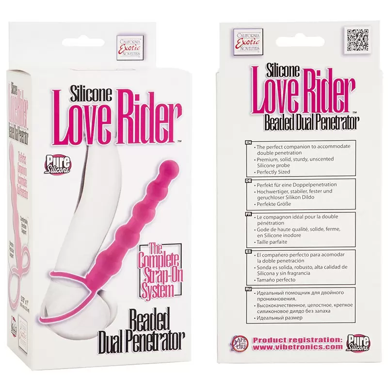 Мужской страпон Beaded Dual Penetrator - Pink