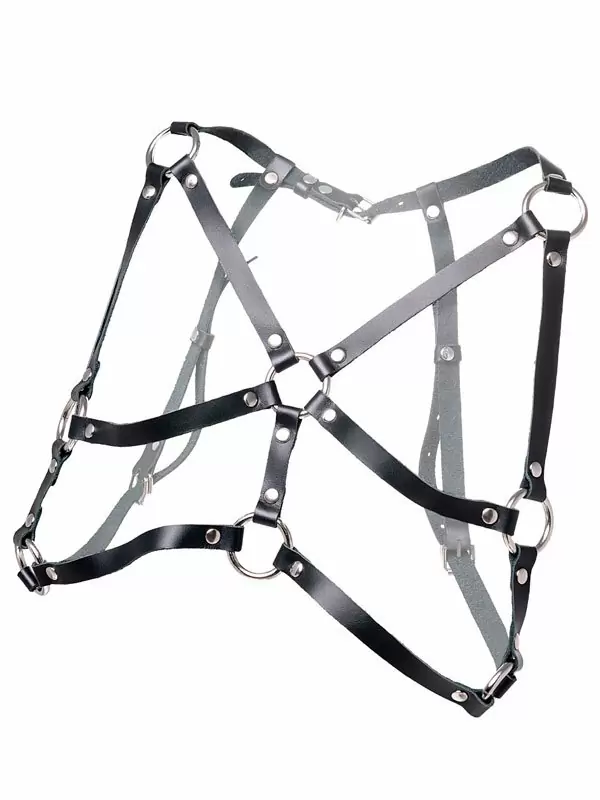 Портупея Pecado BDSM, «Соблазн» с кольцами, натуральная кожа, черная