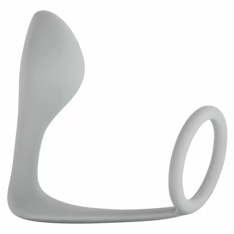 Мужской анальный стимулятор с кольцом на пенис Button Anal Plug Grey 4216-02Lola