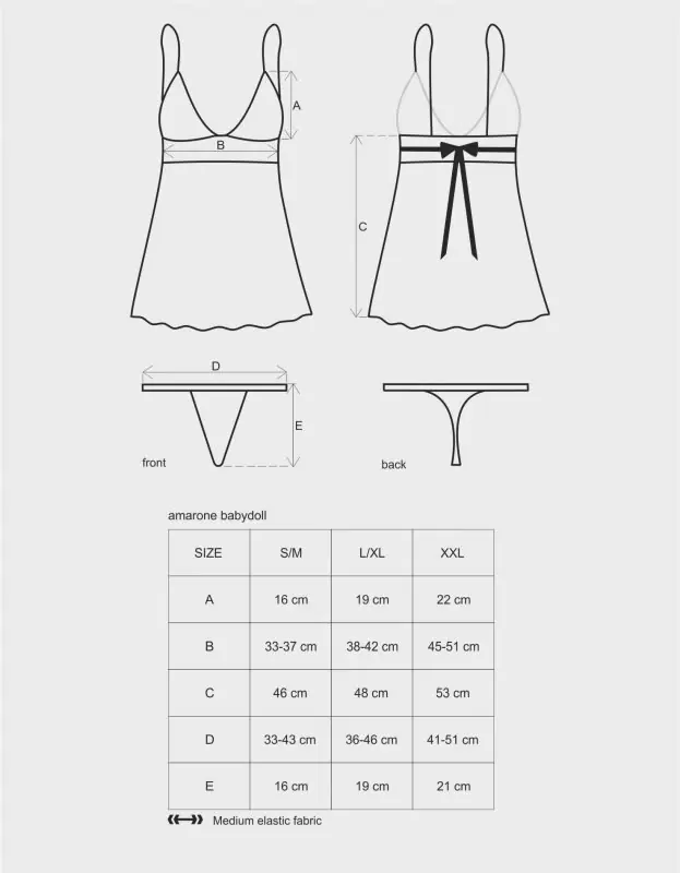 Женственный беби долл с розовой лентой сзади и стринги Amarone (Obsessive) – L/XL