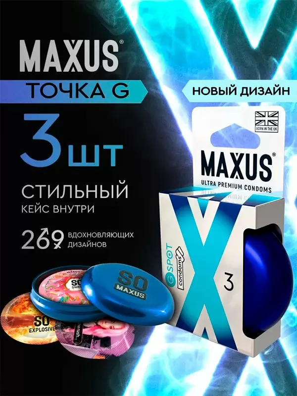 Гладкие презервативы MAXUS G Spot, двойная спираль, 18 см, 3 шт