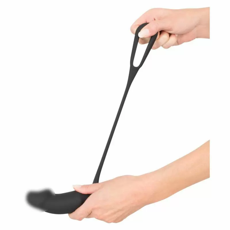 Анальный вибростимулятор Black Velvets с кольцом для пениса – черный