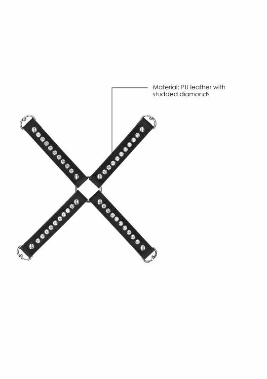 Фиксатор для БДСМ-игр из искусственной кожи Diamond Studded Hogtie  - Black