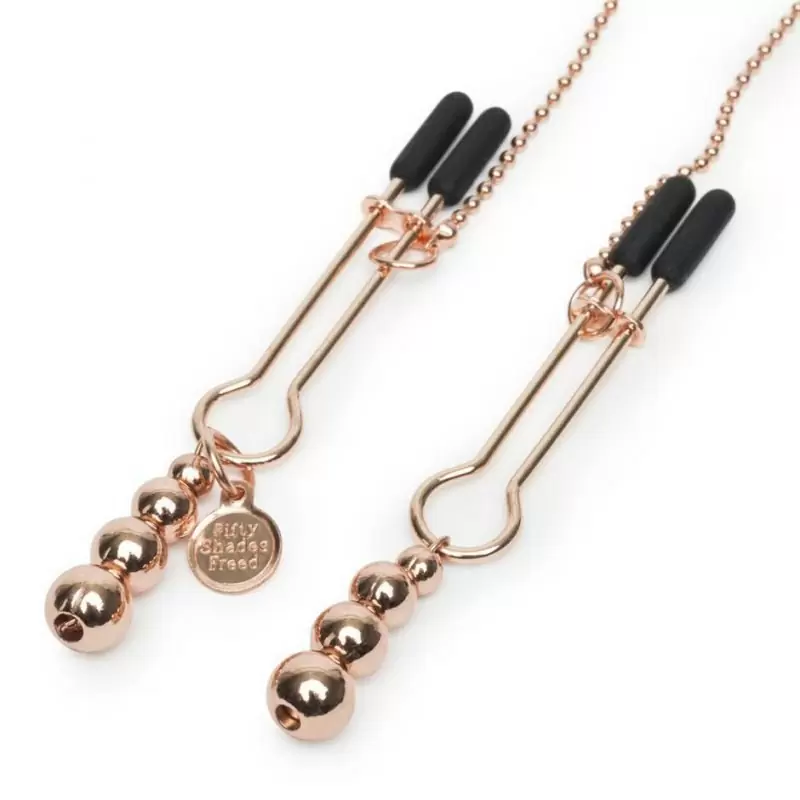 Набор из зажимов для сосков и половых губ с цепью All Sensation - золотистый