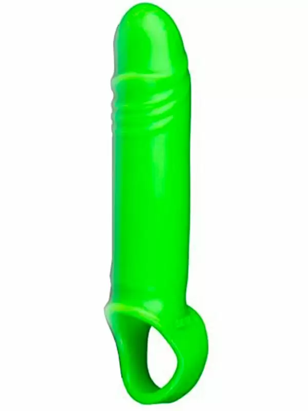 Реалистичная насадка-удлинитель Shots toys Ouch!, фиксация на мошонке, люминисцентная, 15,5 см