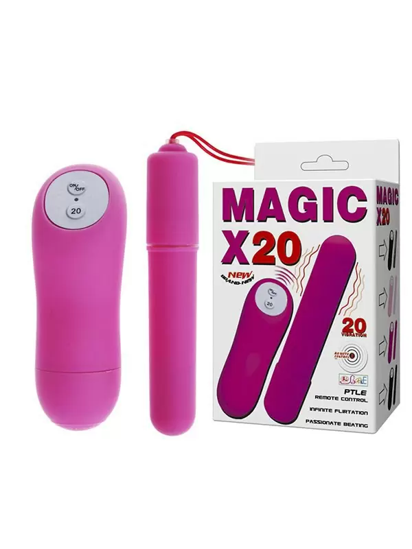 Длинная вибропуля Magic X20 с дистанционным управлением – розовый