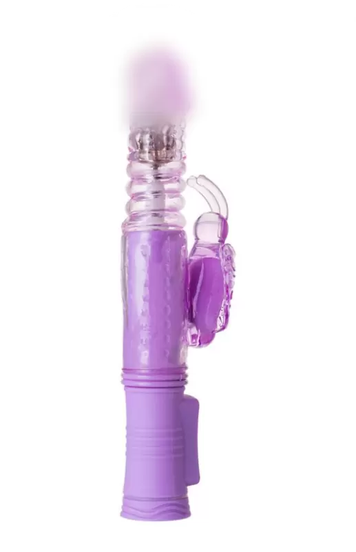 Вибратор с ротацией, поступательными движениями и клиторальным стимулятором TOYFA A-Toys – фиолетовый